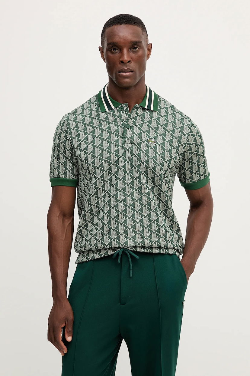 Polo tričko Lacoste Patterned Polo Zelené | DH1417