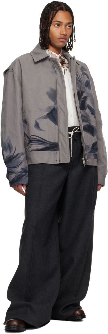 Bunda Dries Van Noten Dries Van Noten Abstract Floral Zip-Up Jacket Šedá | 252-020572-2368, 3