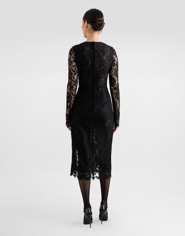 Šaty Dolce & Gabbana Dolce & Gabbana Flared Calf-Length Floral Lace Dress Čierna | F6JSLTILMBJN0000, 2