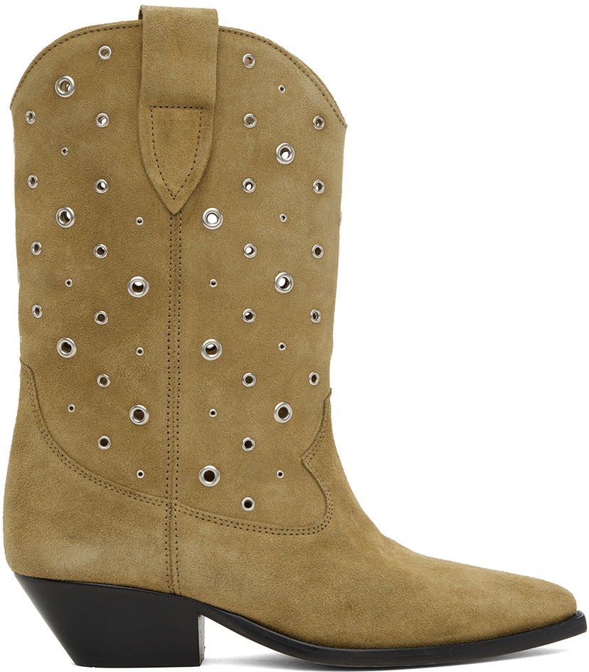 Oblečenie ISABEL MARANT Isabel Marant Duerto Suede Eyelet Boots Béžová | 24EBO0003FA-B2A05S
