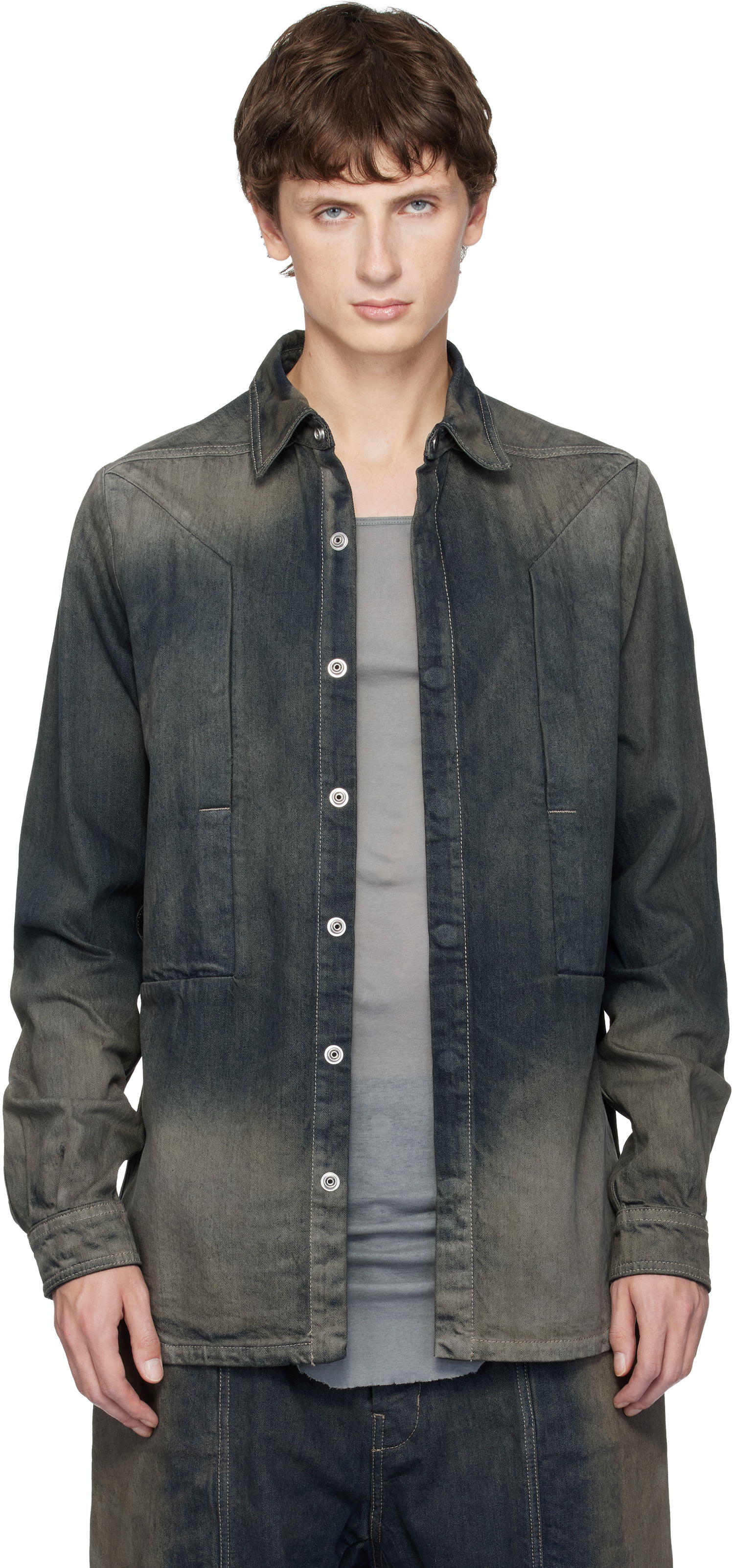 Košeľa Rick Owens Concordia Fogpocket Denim Shirt Rôznofarebný | RU02E1237 DKDEG, 0
