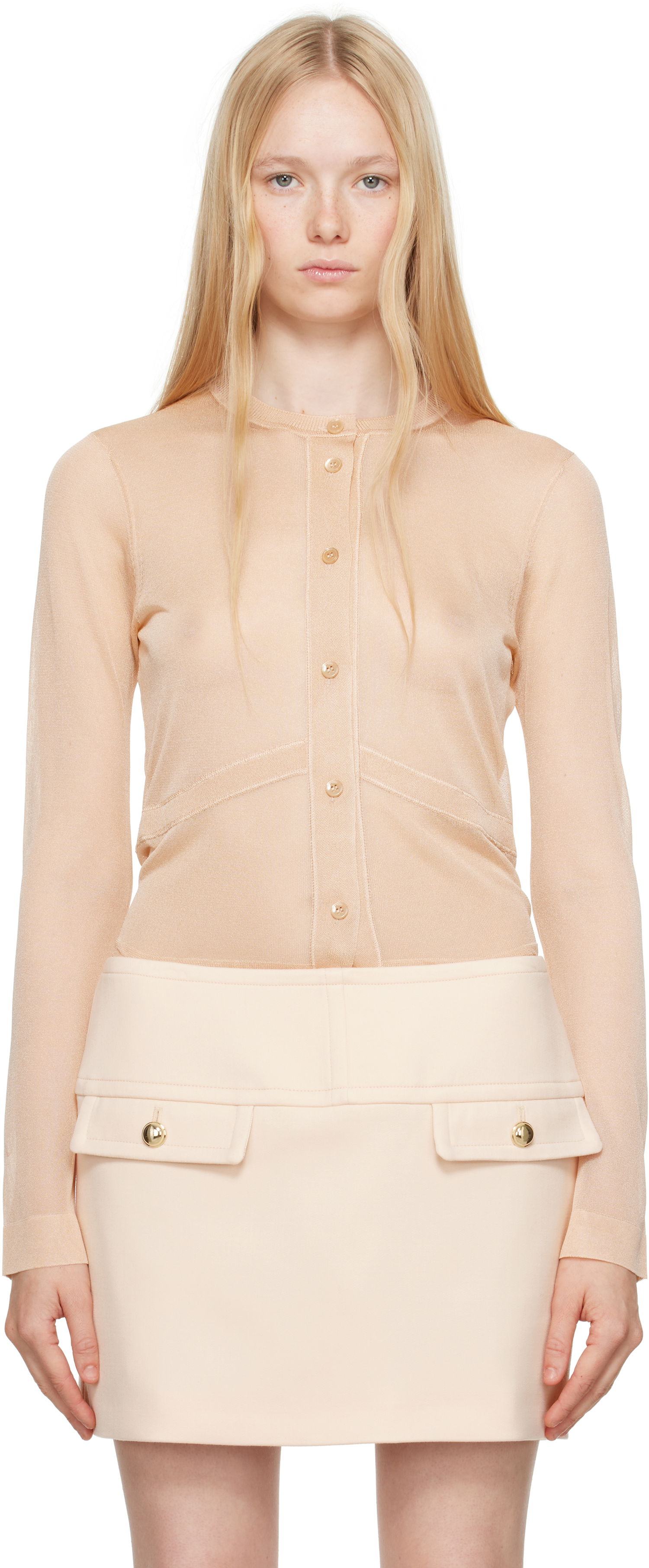 Sukňa Tom Ford TOM FORD Long Sleeve Knit Cardigan Béžová | CAK374-YAX865, 0
