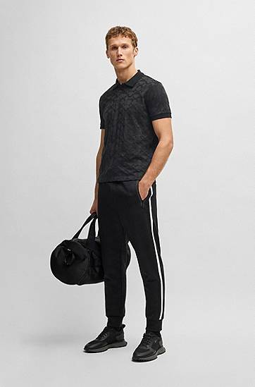 Polo tričko BOSS BOSS Circle Jacquard Polo Shirt Čierna | 50538191, 1