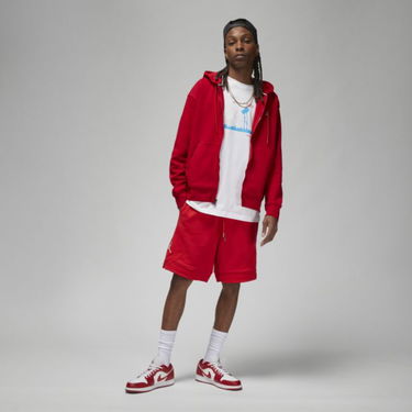 Mikina Jordan Jordan Essentials Full-Zip Fleece Hoodie Červená | DQ7350-687, 3