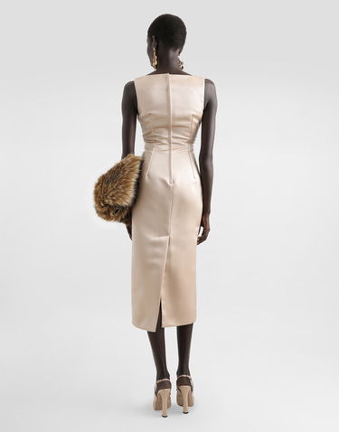 Šaty Dolce & Gabbana Dolce & Gabbana Stretch Satin Sheath Dress Béžová | F6TTYTFURADF0658, 2