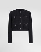 Dolce & Gabbana Cropped Single-breasted Tweed Jacket with Jeweled Buttons