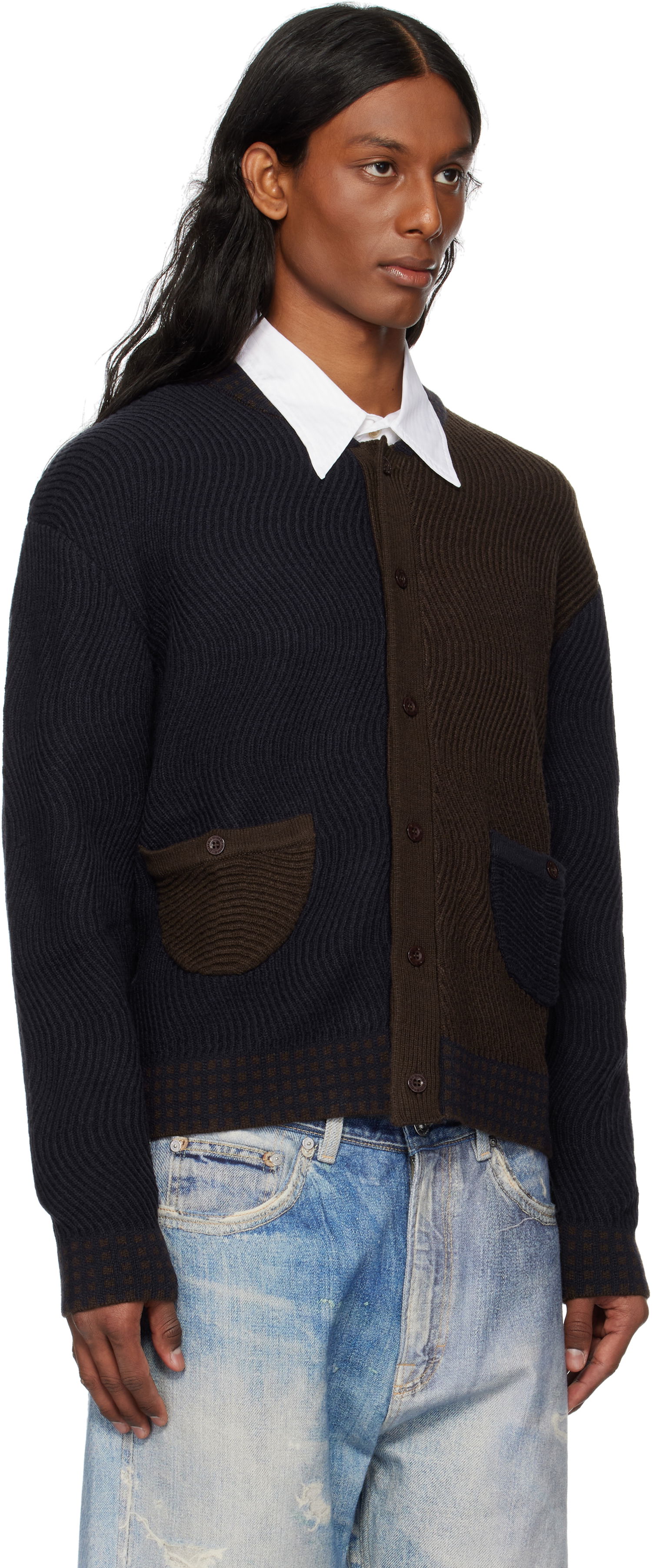 Sveter Dime Dime Wave Knit Cardigan Navy | DIME2SP253NVY, 1