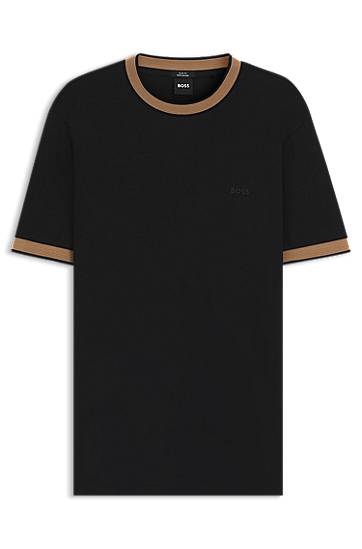 Tričko BOSS Slim-Fit T-Shirt with Contrast Trims Čierna | 50543858, 0