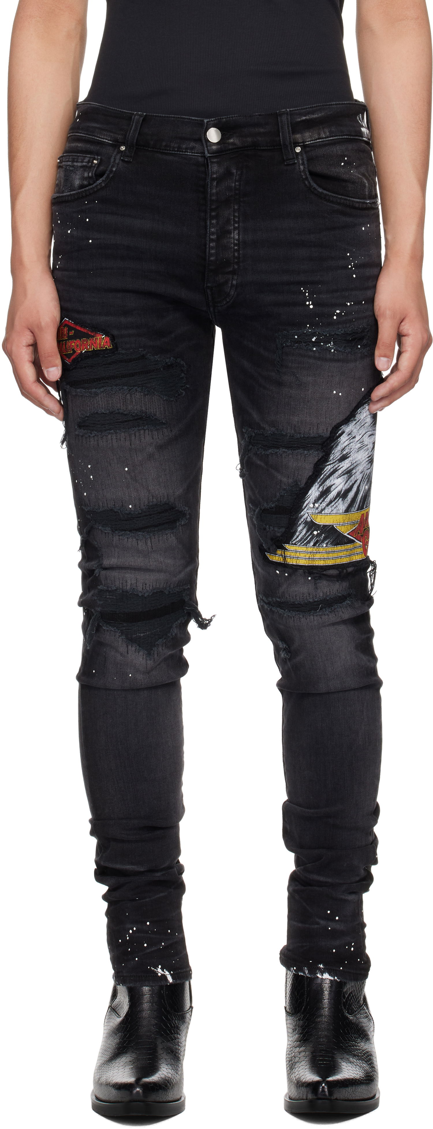 Džínsy AMIRI AMIRI MA Cement Thrasher Skinny Jeans Čierna | AMDNSY1151, 0