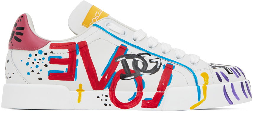 Tenisky a topánky Dolce & Gabbana White & Multicolor Portofino Low Sneakers Rôznofarebný | CK1545 AD462, 0