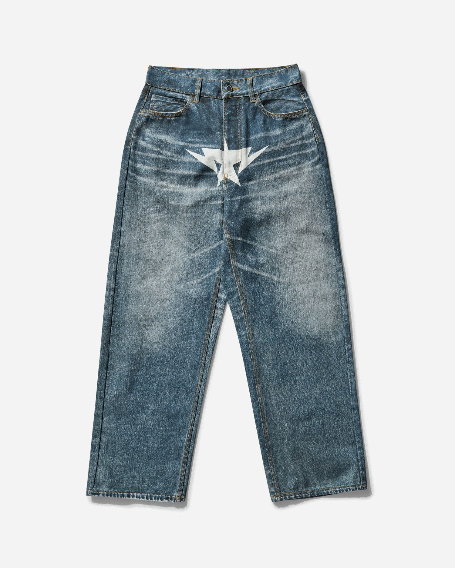 Džínsy BAPE Fake Print Star Denim Pants Modrá | 1L30150305 LIGHTINDI, 1