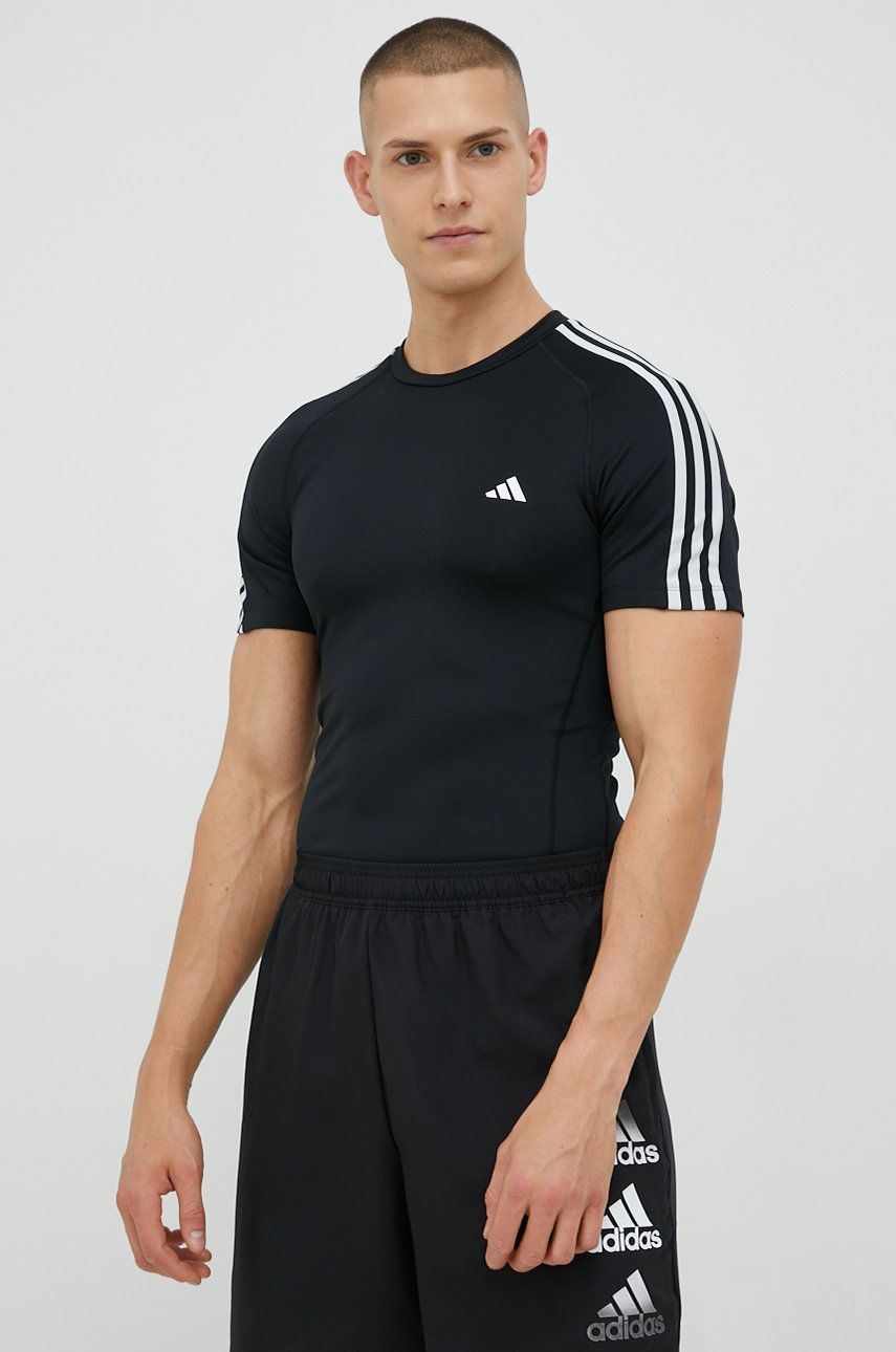 Tričko adidas Performance Techfit 3-Stripes Training T-Shirt Čierna | HD3525, 0