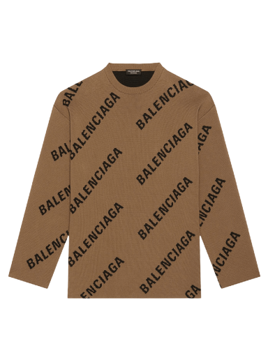 Sveter Balenciaga Allover Logo Crewneck Hnedá | 657401 T3200 2900