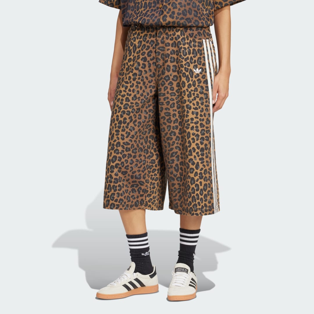 Šortky adidas Originals Originals Denim Leopard Print Bermuda Shorts Hnedá | KA2676, 0