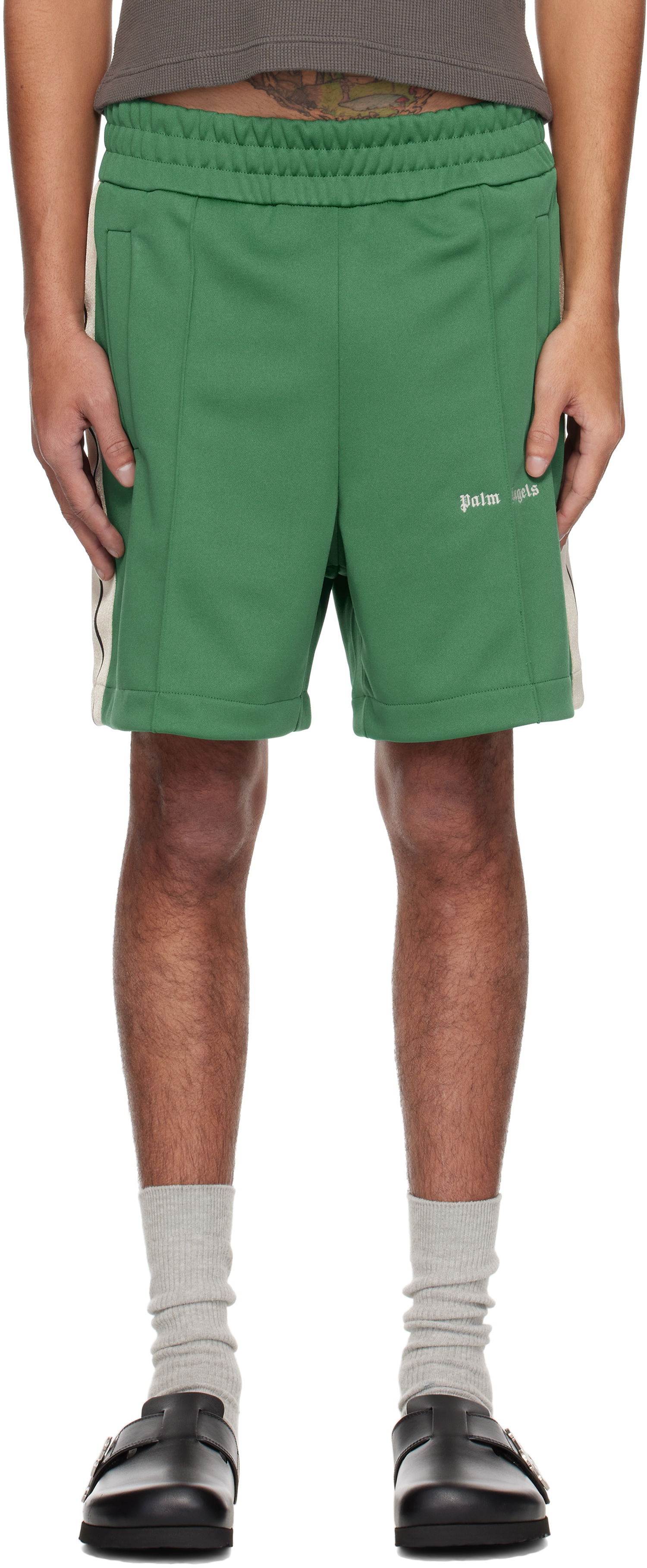 Šortky Palm Angels Palm Angels Embroidered Logo Track Shorts Zelené | PMCL004S25FAB0015703, 0