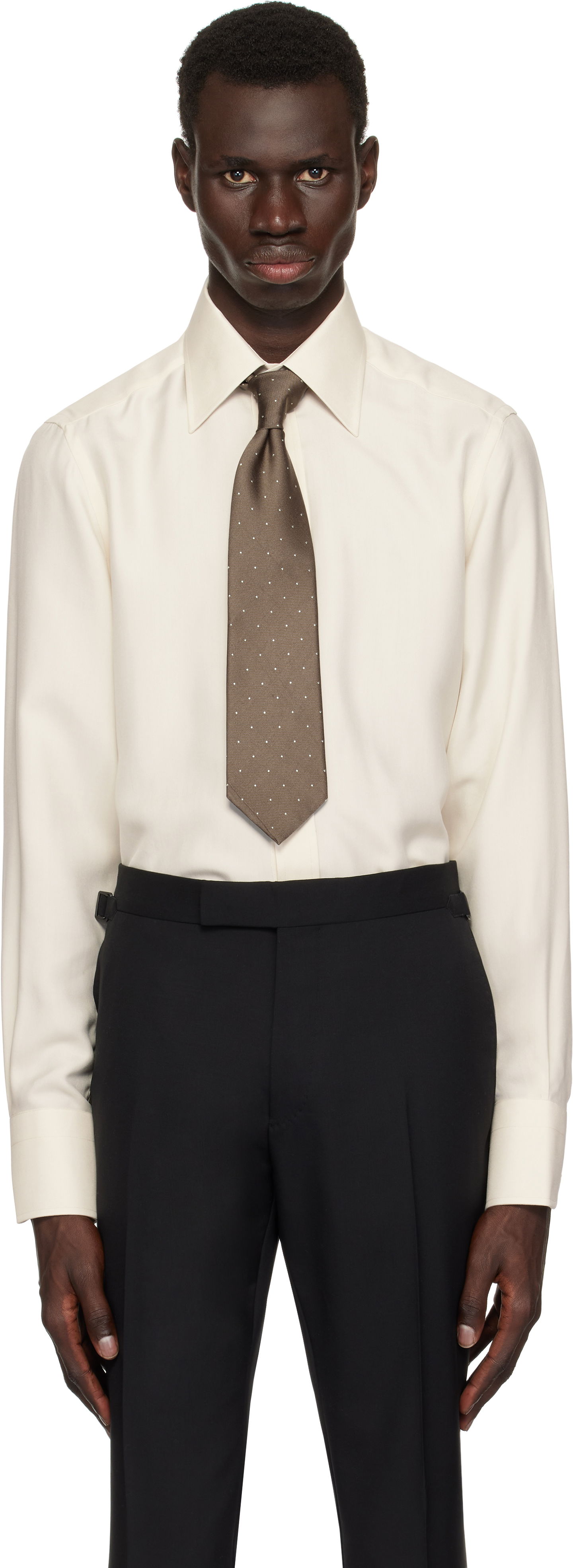 Košeľa Tom Ford TOM FORD Silk Twill Slim Fit Shirt Béžová | HSBC01-SUS02, 0