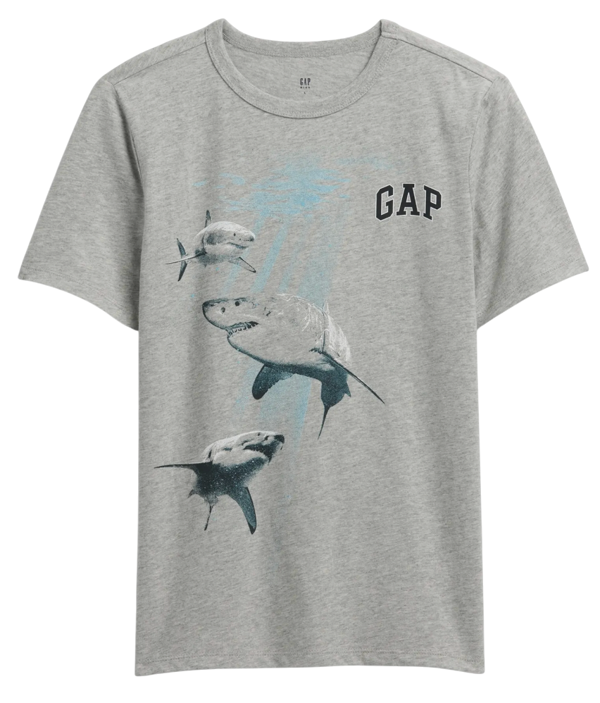 Tričko GAP T-Shirt Shark Print Šedá | 768109-00, 0