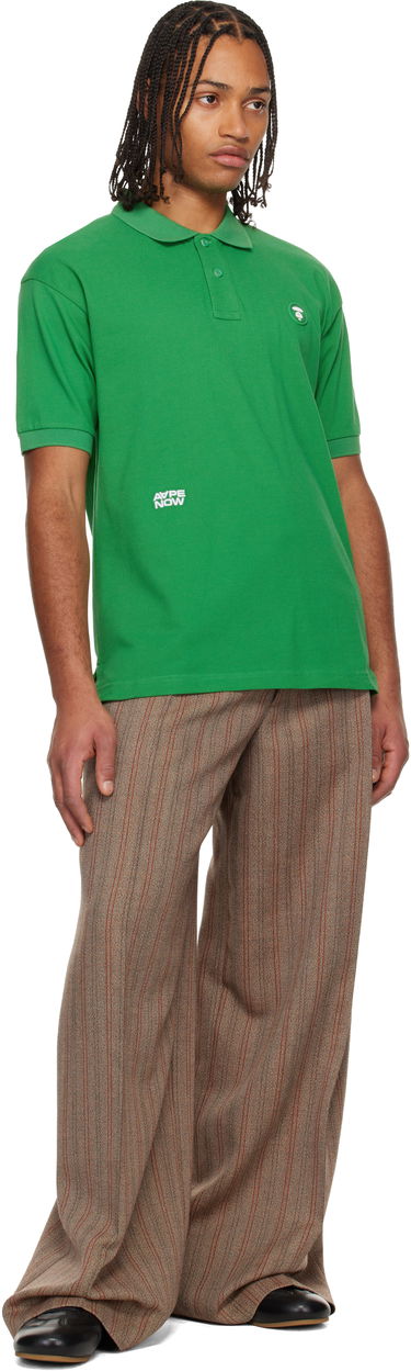 Polo tričko AAPE by A Bathing Ape AAPENOW Moonface Logo Polo Zelené | AAPPOM1609XXNGRD, 3