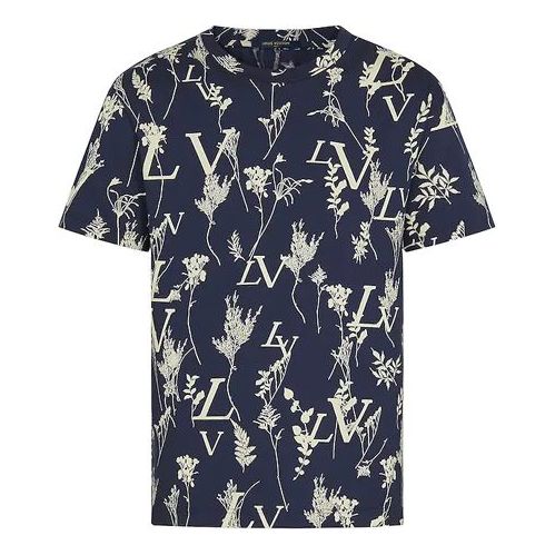 Tričko Louis Vuitton Leaf Discharge Wheat Ear Print T-Shirt Modrá | 1A7X2Z