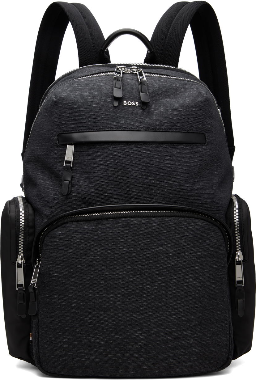 Batoh BOSS Textured Fabric Hardware Backpack Čierna | 50548018