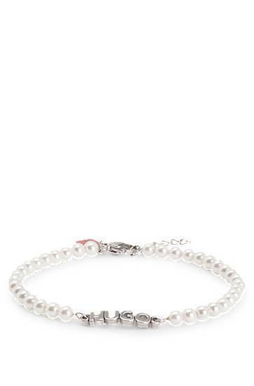 Náramok BOSS HUGO Pearl Bracelet with Logo Biela | 50544521