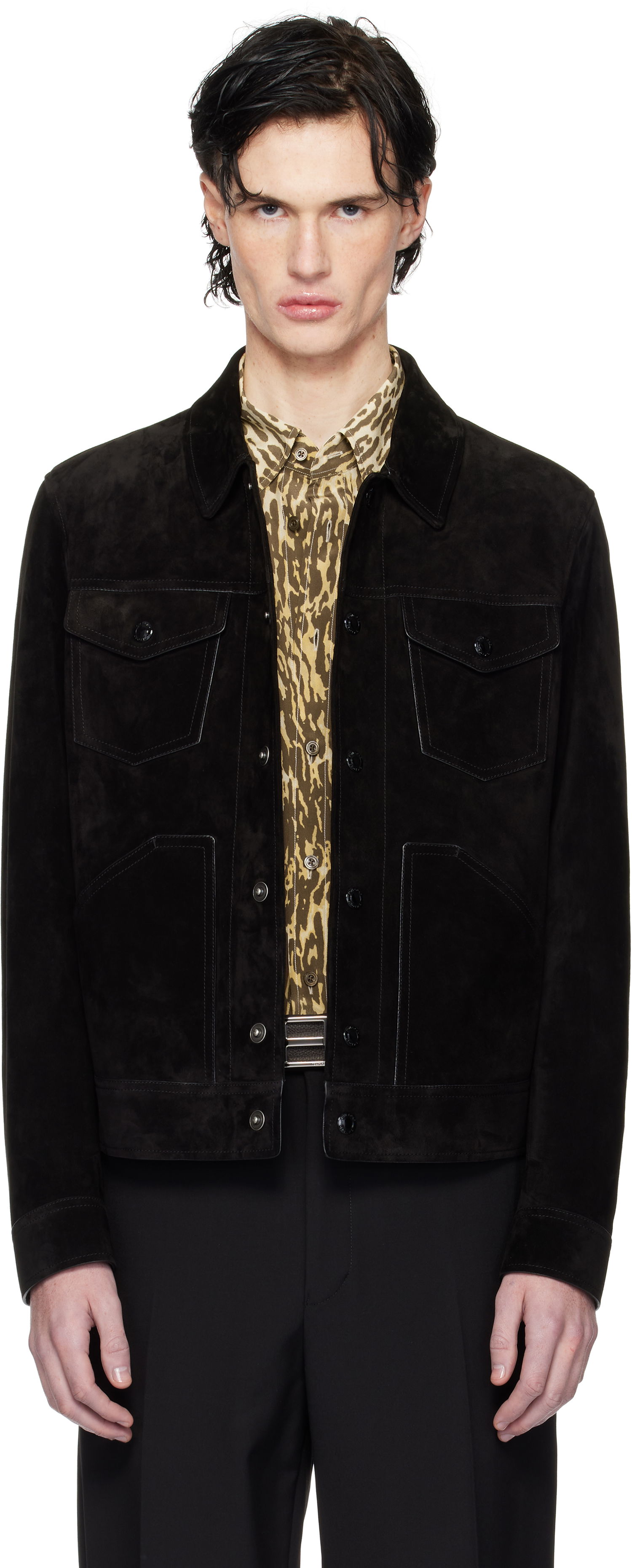 Bunda Tom Ford Suede Western Jacket Čierna | LBI001-LMS001S23, 0