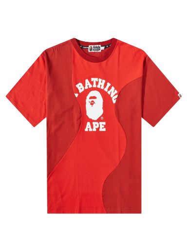 Tričko BAPE Cutting College Relaxed Fit T-Shirt Red Červená | 001CSJ301011M-RED