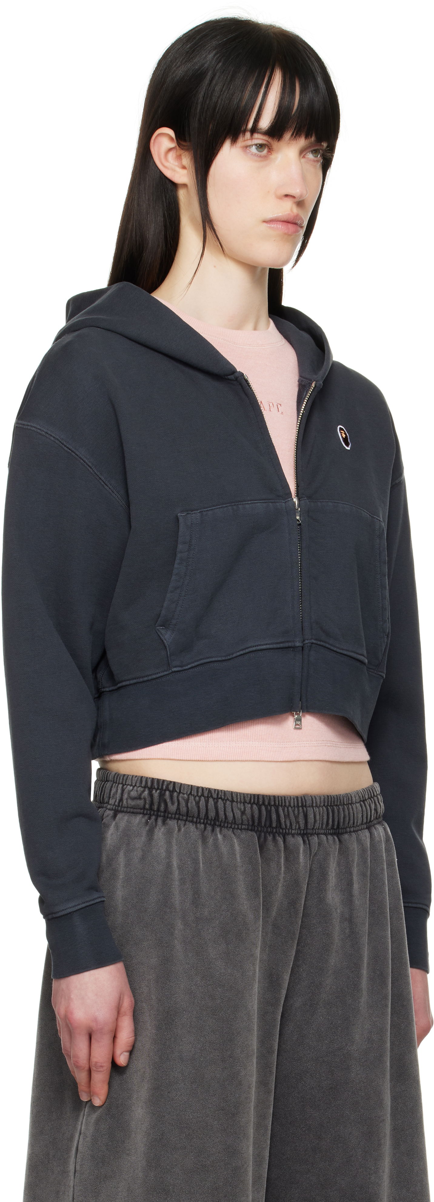 Mikina BAPE BAPE One Point Cropped Zip Hoodie Navy | 001ZPL302007L, 1