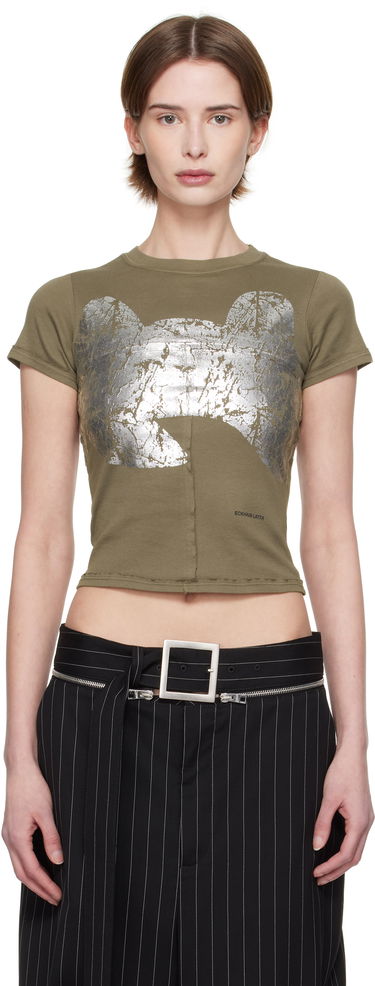 Crop Top Eckhaus Latta Eckhaus Latta Lapped Baby T-Shirt Zelené | 303-EL-PS25-R -, 0