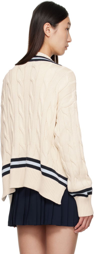 Sveter Sporty & Rich Sporty & Rich Cableknit V-Neck Sweater Béžová | WS011602302WH38, 2