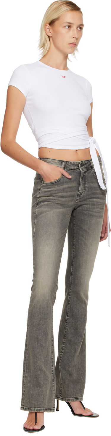 Crop Top Diesel Cropped Ribbed Wrap-Around T-shirt T-Bunny-Tail Biela | A19337 0EJAI, 3