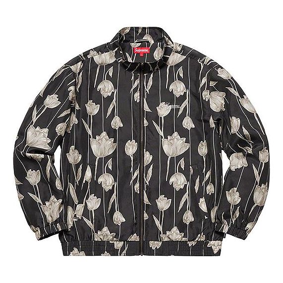 Bunda Supreme Floral Silk Track Jacket Čierna | SUP-SS19-10344