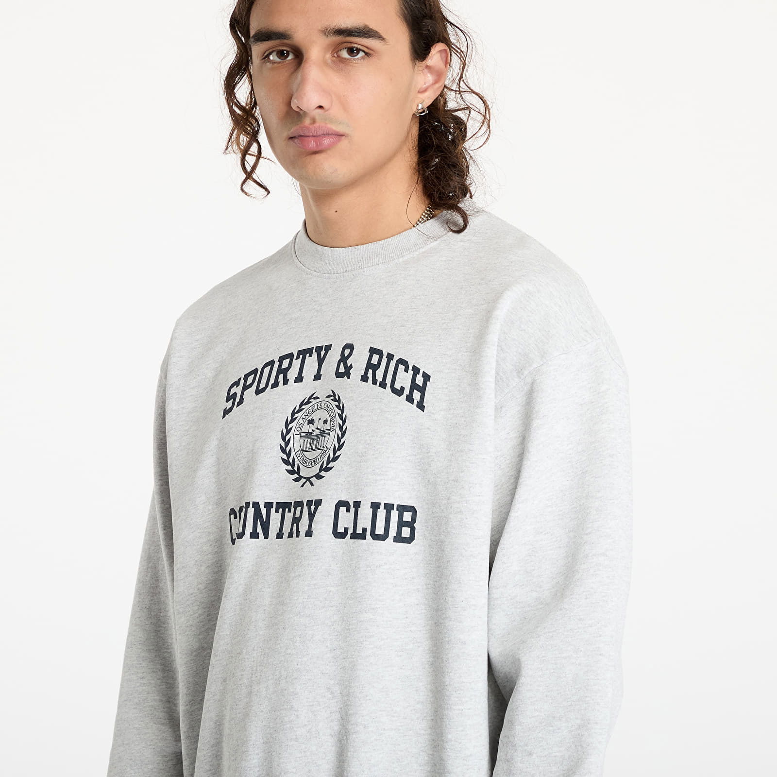 Varsity Crest Crewneck UNISEX Heather Gray/ Navy S