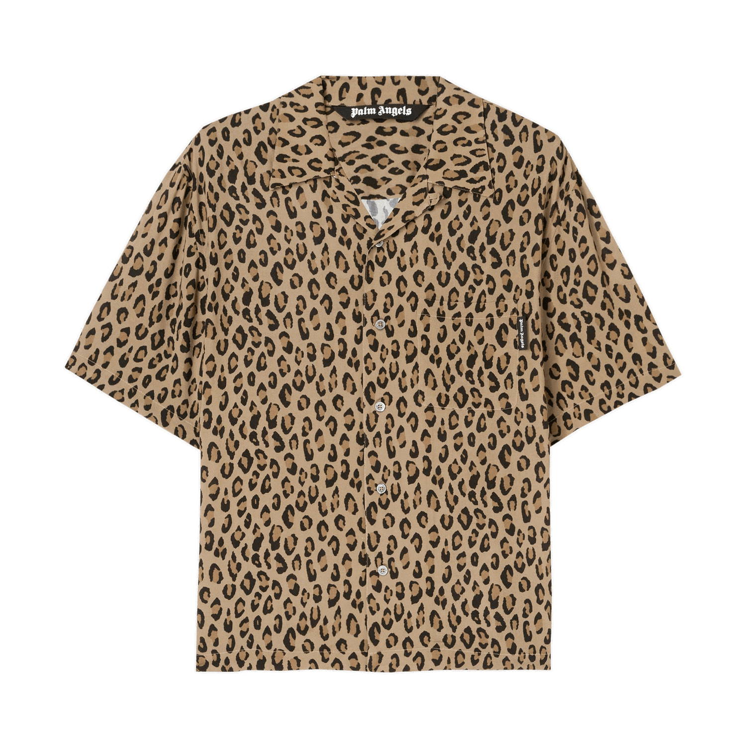 Košeľa Palm Angels Leopard Print Bowling Shirt Béžová | PMGA110F22FAB0056404, 0