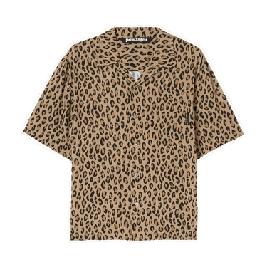 Košeľa Palm Angels Leopard Print Bowling Shirt Béžová | PMGA110F22FAB0056404, 0