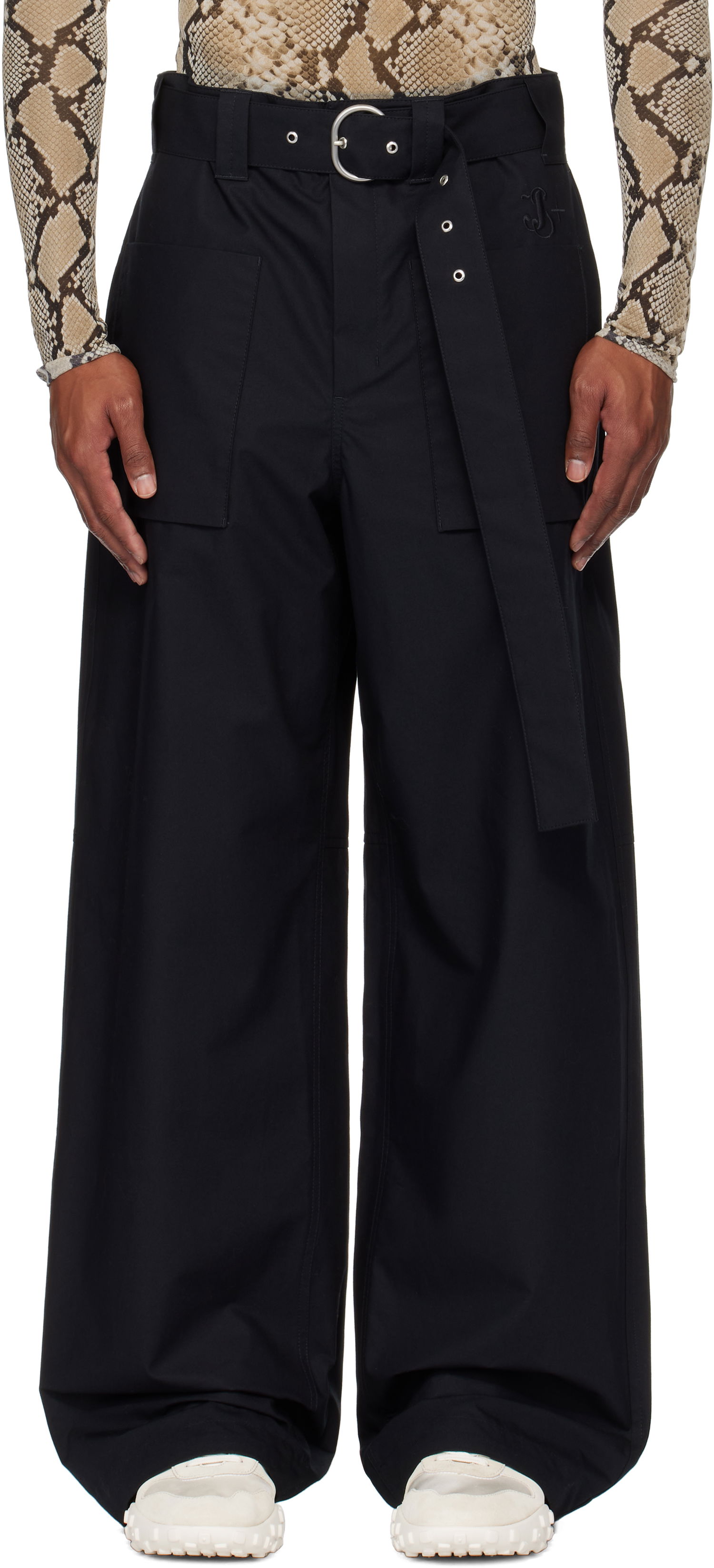 Nohavice Jil Sander Jil Sander Belted Wide-Leg Trousers Čierna | J47KA0234_J45039, 0