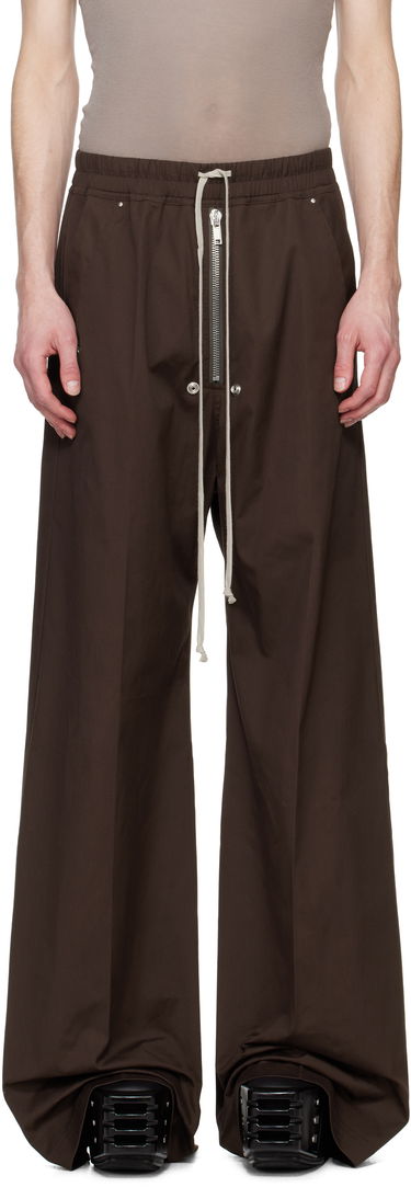Nohavice Rick Owens Rick Owens Hollywood Wide Bela Trousers Hnedá | RU01E5366 TE, 0