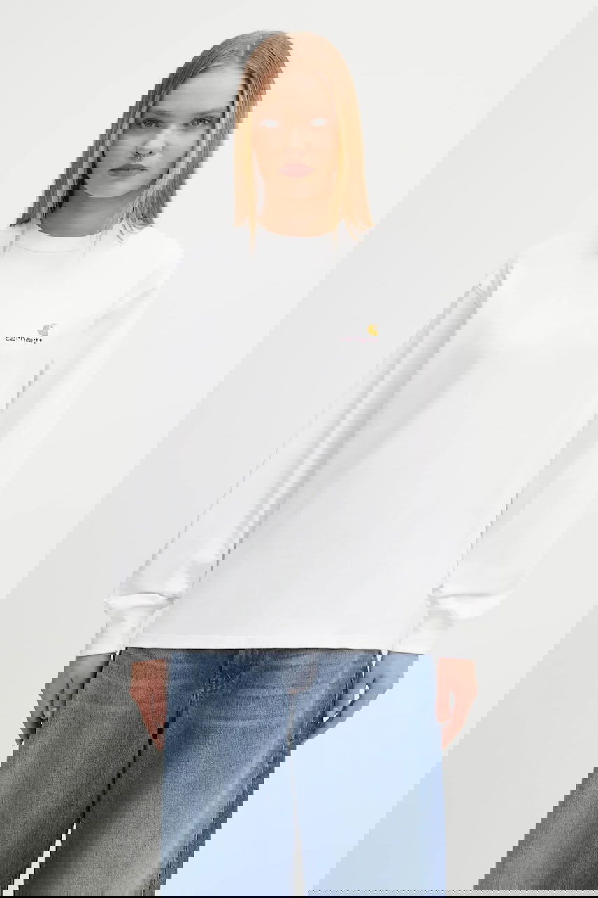 Tričko Carhartt WIP American Script Long-Sleeve T-Shirt Biela | I035466.02XX, 0