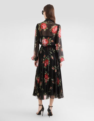 Sukňa Dolce & Gabbana Rose Bouquet-print Chiffon Circle Skirt Rôznofarebný | F4CSOTIS11FHN5ZN, 2