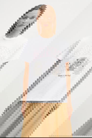 Tričko GANNI GANNI Basic Cotton Jersey Animals Relaxed T-Shirt Biela | T4376, 0