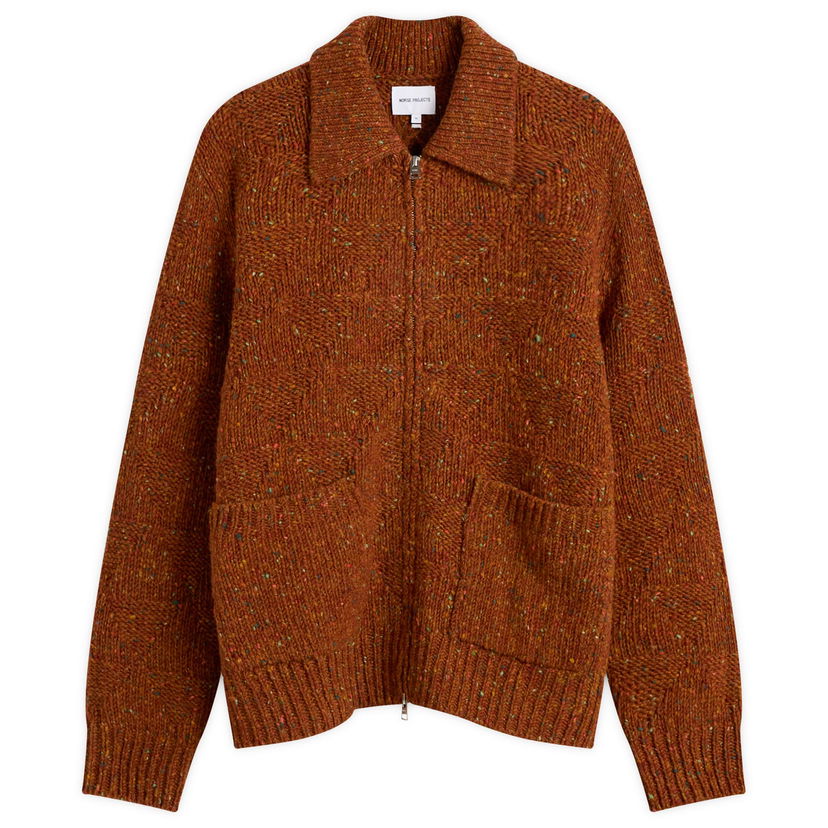 Bunda NORSE PROJECTS Erik Donegal Diamond Knit Jacket Hnedá | N45-0630-4042