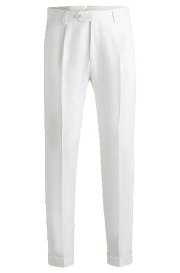 Nohavice BOSS Regular-Fit Linen Trousers Biela | 50539495, 0