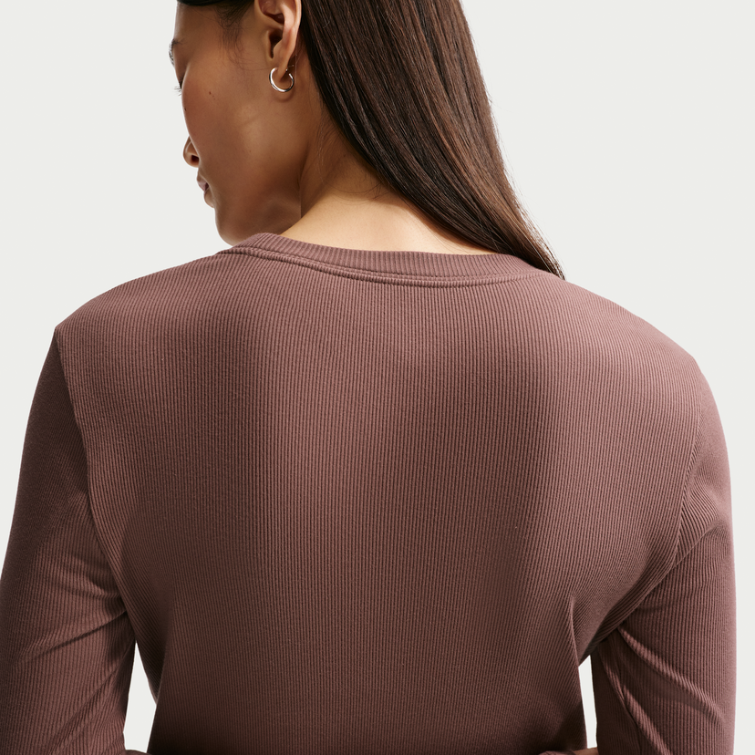 Tričko Nike Long Sleeve Ribbed Tight T-shirt NSW Hnedá | IH7691-502