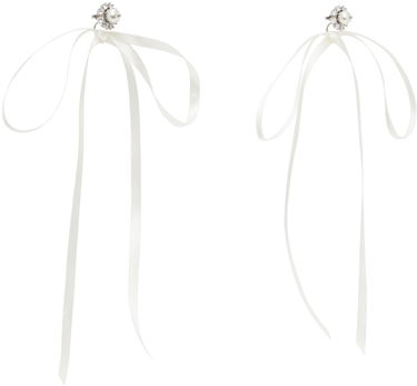 Náušnice Simone Rocha Simone Rocha Double Ended Daisy Bow Ribbon Earrings Biela | ERG497 0906, 1