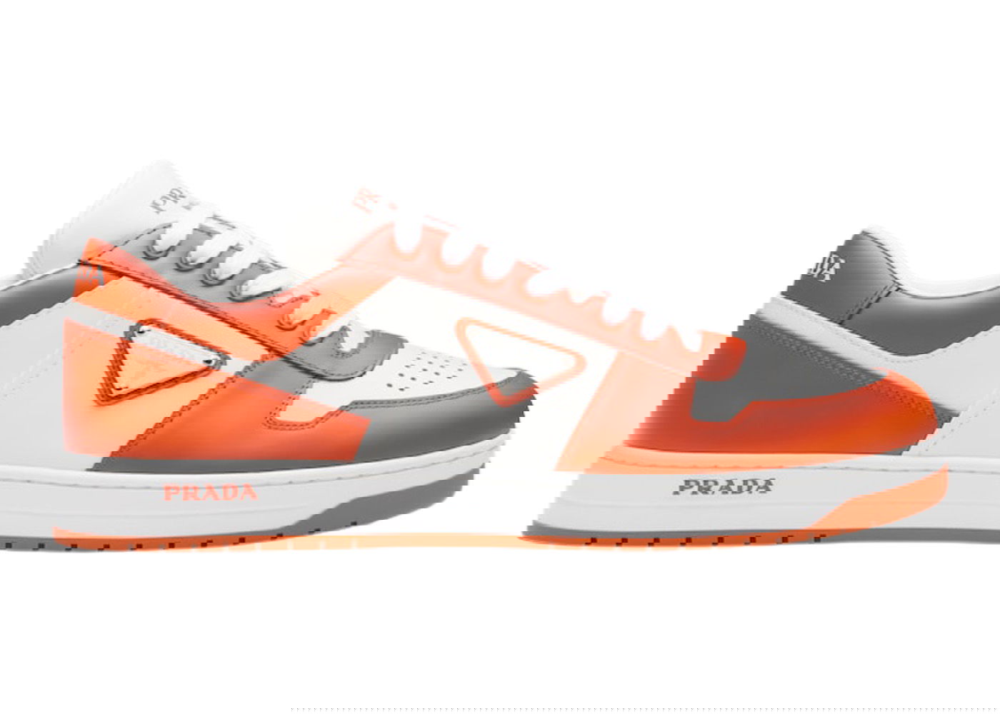 Tenisky a topánky Prada Downtown Low Top Sneakers Leather White Orange Oranžová | 2EE364_3LKG_F011G, 0