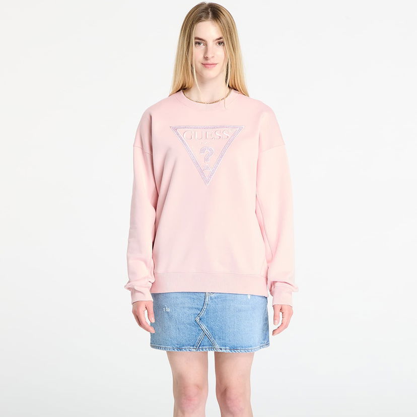 Mikina GUESS GUESS Triangle Glitter Sweatshirt Ružová | W5BQ11KC8I1-G66B