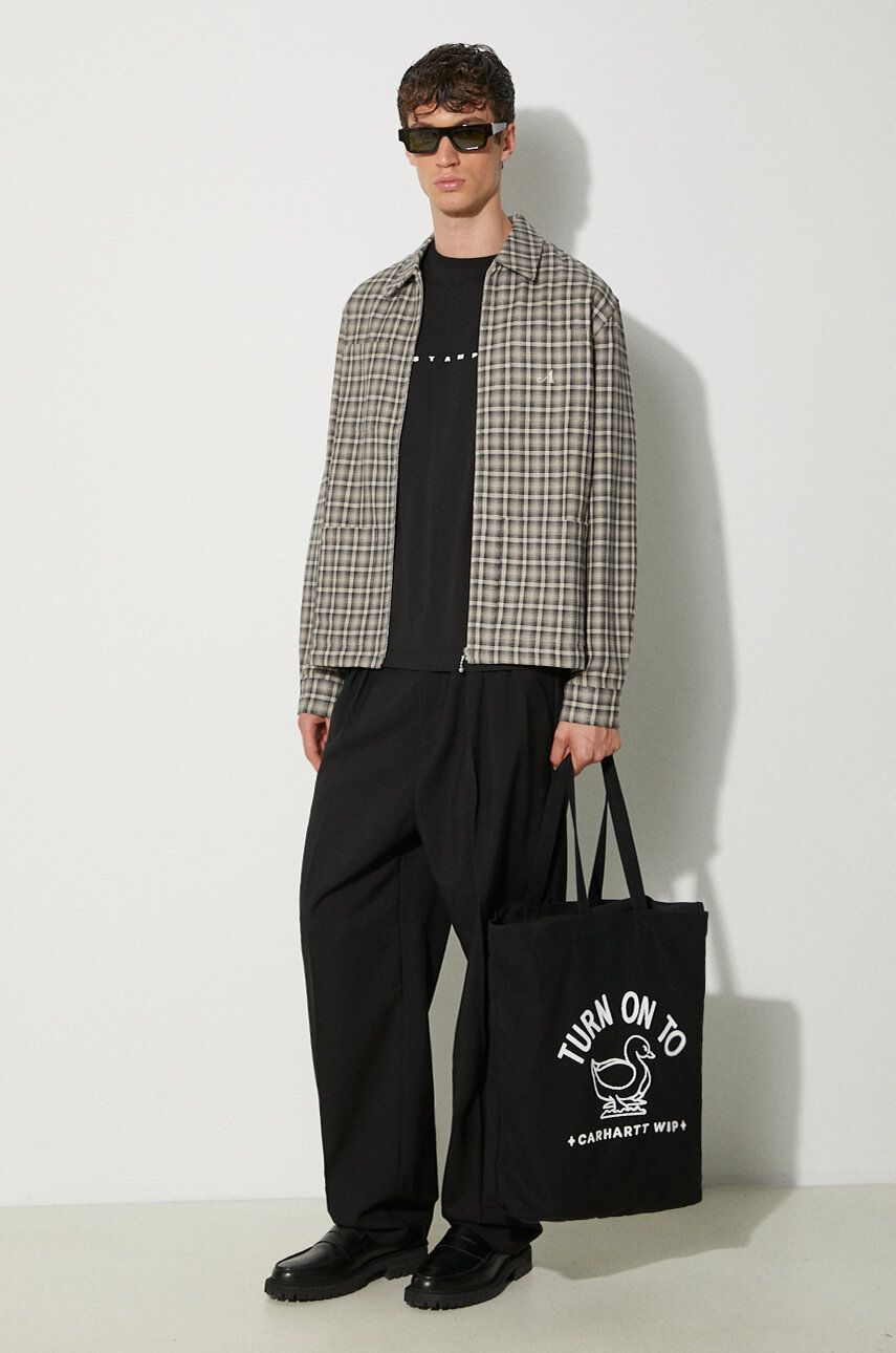 Bunda Awake NY Awake NY Oversize Plaid Zip-Up Shirt Jacket Béžová | SP24.OT004, 1