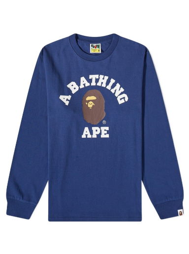 Tričko BAPE Long Sleeve College Tee Navy | 001LTI801011M-NVY