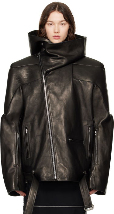 Bunda Rick Owens Rick Owens Hollywood Jumbo Stooges Cropped Leather Jacket Čierna | RO01E7782 LNV, 0