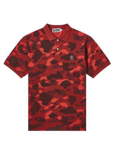 Polo tričko BAPE Color Camo Ape Head One Point Polo Červená | 001POJ801001M-RED